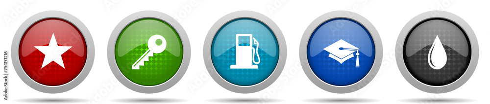 Education icons, miscellaneous buttons such as star, key, fuel, education and water, circle glossy web icon collection Education icons, miscellaneous buttons such as star, key, fuel, education and water, circle glossy web icon collection