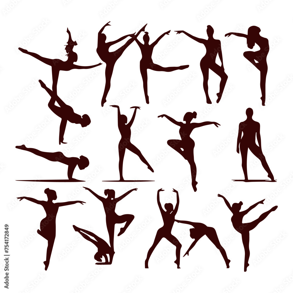 flat design gymnast silhouette collection