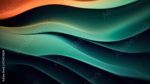 Eye-catching orange and teal digital waves dancing on a dark canvas 