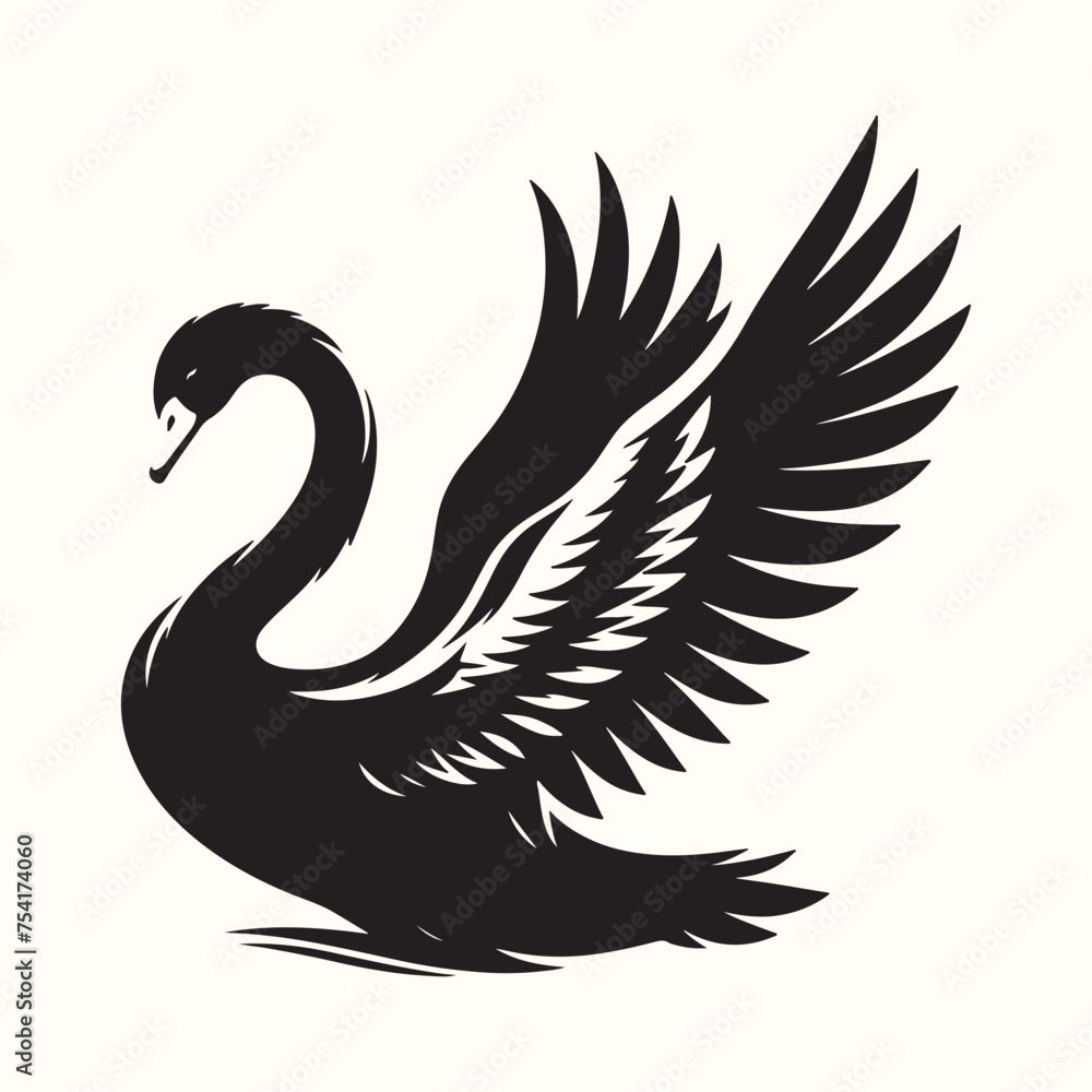 Fototapeta premium Swan silhouette vector illustration