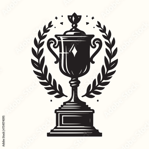 Trophy or Crest silhouette vector illustration