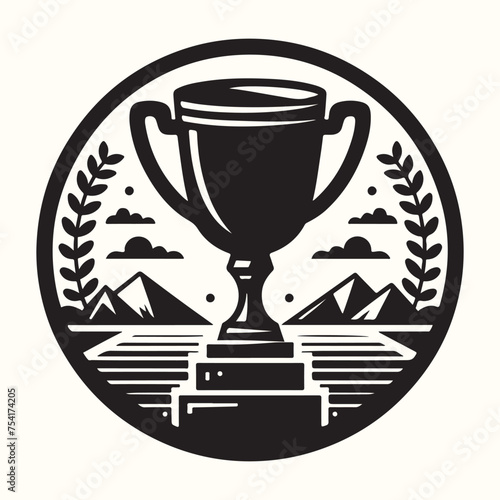 Trophy or Crest silhouette vector illustration