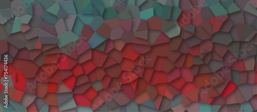 pastel multicolor stain glass broken tile dark background. geometric dimond templete 3d shapes vector Illustration. red broken wall paper in decoration.  low poly crystal mosaic background. photo