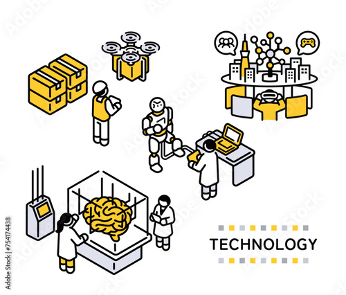 Isometric illustration of new technology