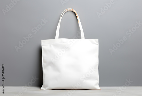 White pure cotton tote bag shopper design mockup isolated on white background photo
