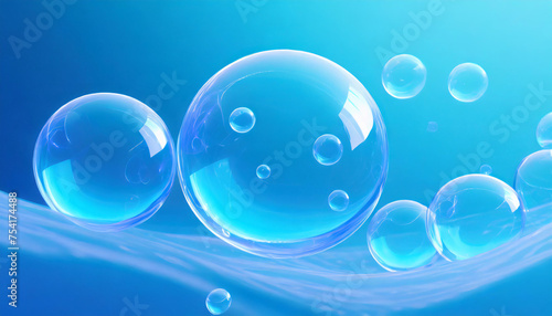 Abstract bubble design. Bubbles floating. Sustainability. Moisture and cells  research and development. Chemistry and biology  natural sciences. Hydrogen energy transition. Clean energy.