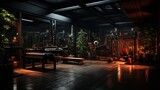 Gym Equipment in Dark Background: Realistic 3D Rendering