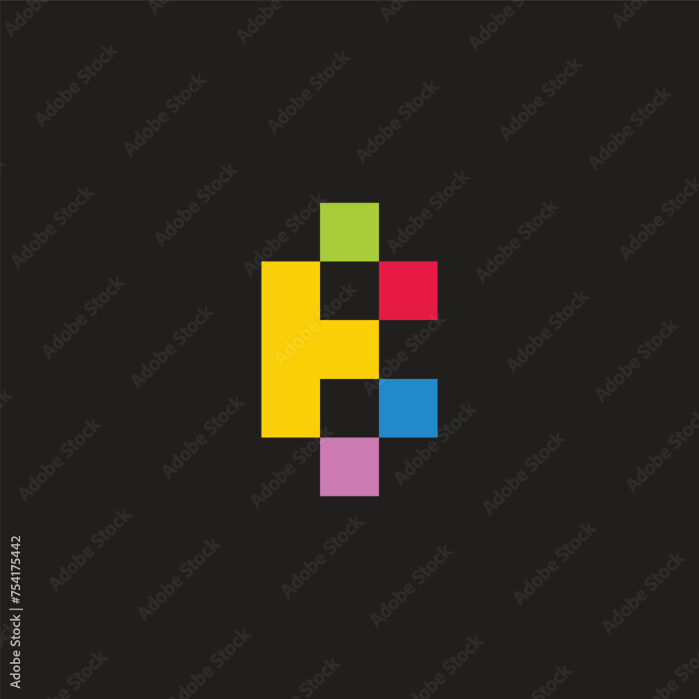 Obraz premium letter bt colorful pixels simple logo vector
