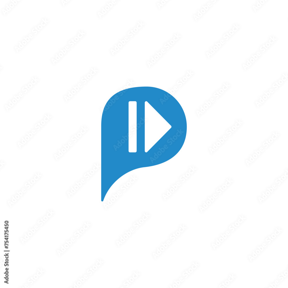 letter p bubble talk play logo vector letter p bubble talk play logo vector