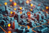 Stylized city map with location pins