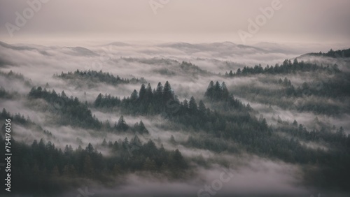 Hazy forest hills draped in ethereal misty fog  © Fred