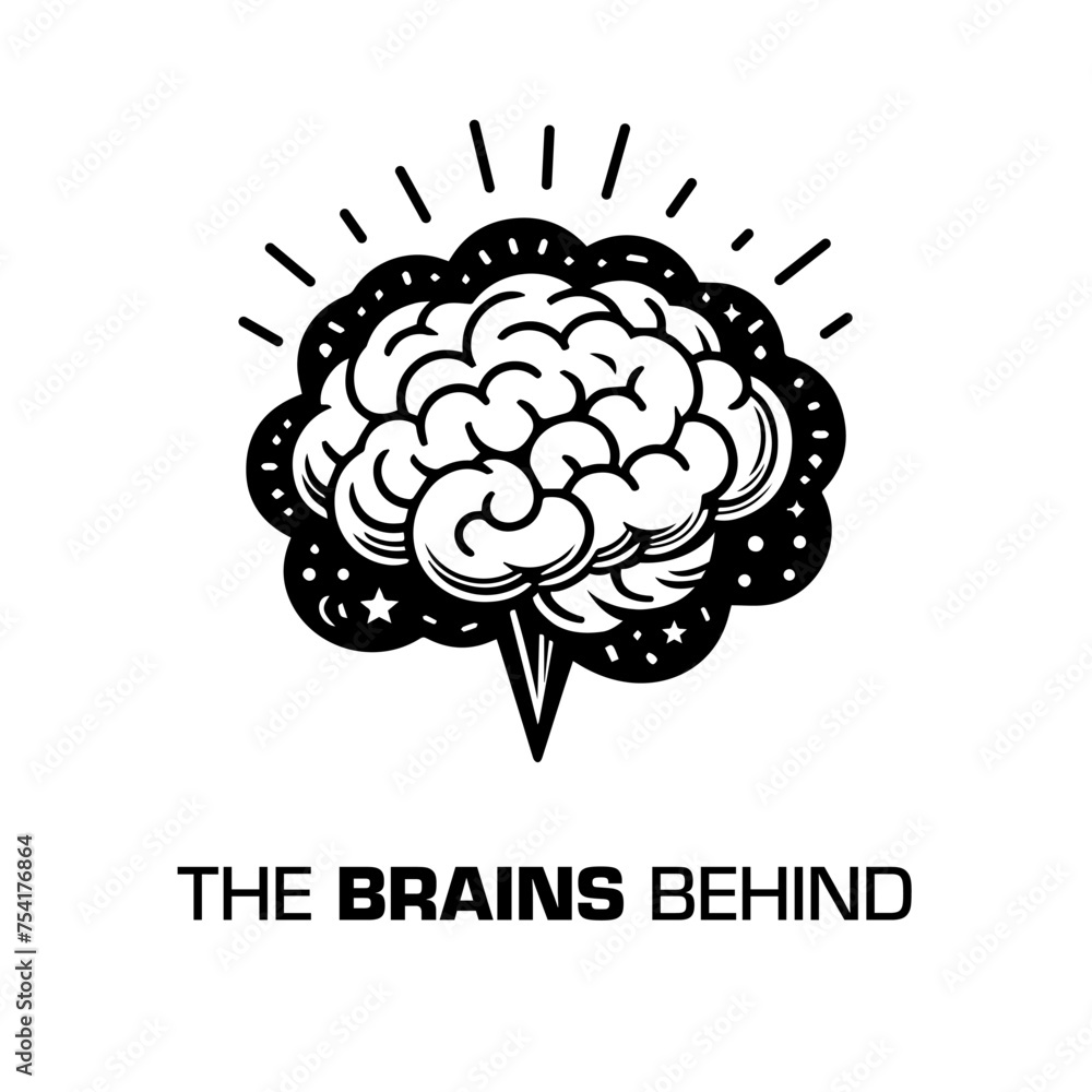 Human brain inside a thinking bubble with the caption below The brains