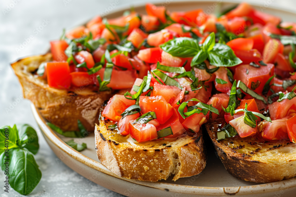 Toasted bread topped with bruschetta