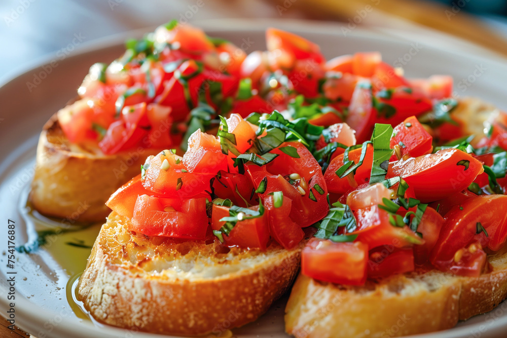 Bruschetta on toasted bread Bruschetta on toasted bread
