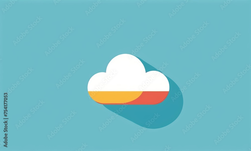 Cloud icon with long shadow, flat design, simple illustration. Cloud icon.