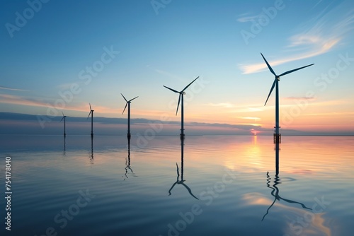 a group of windmills in water