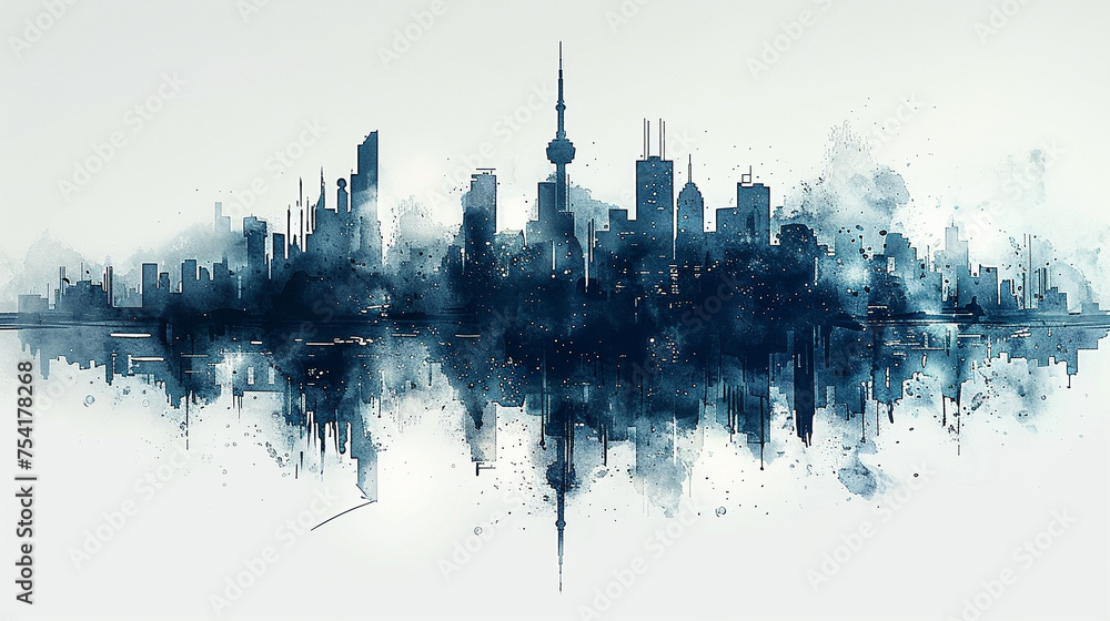 abstract city skyline - obrazy, fototapety, plakaty 