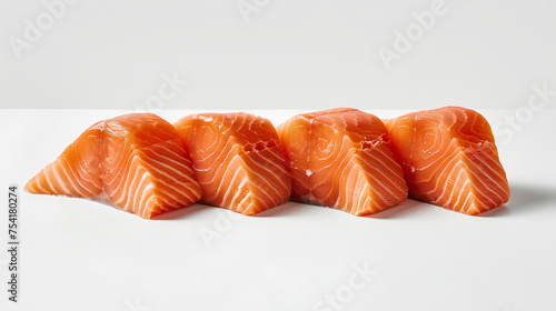 Ocean Elegance: Salmon Fillet Showcase on a Crisp White Palette