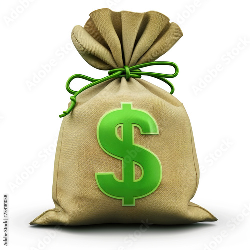 bag with dollar on white background