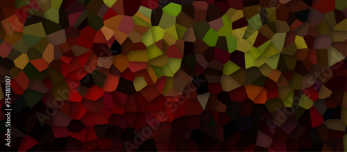 colorfull stains broken glass tile black background. geometric pattern with 3d shapes vector Illustration. multicolor broken wall paper in decoration. low poly crystal mosaic background.
