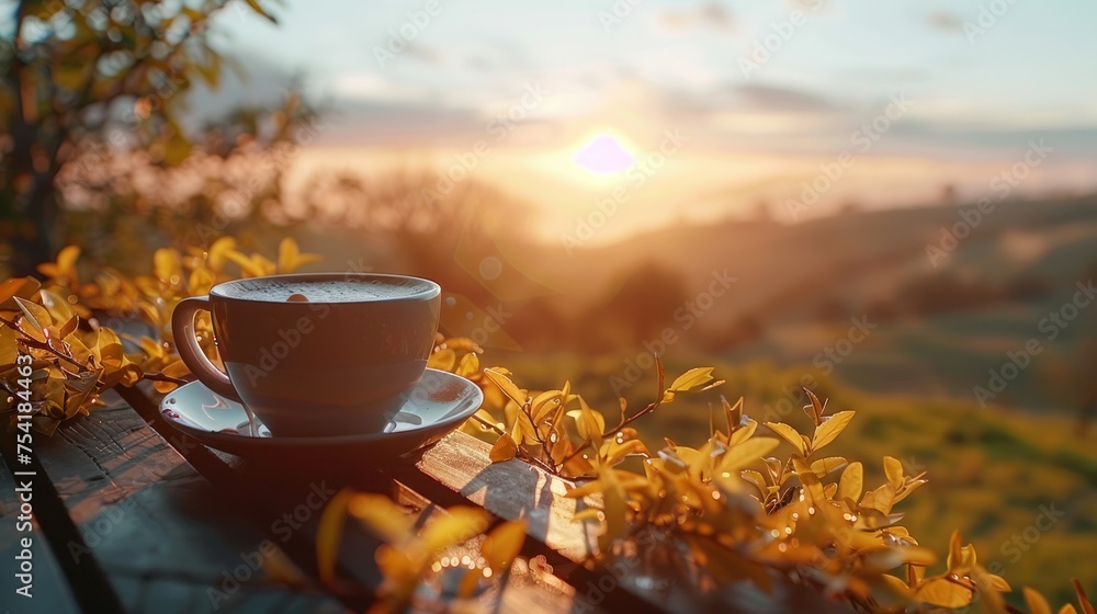hot coffee and sunrise nature background. beautiful nature view with hot coffee. seamless looping overlay 4k virtual video animation background hot coffee and sunrise nature background. beautiful nature view with hot coffee. seamless looping overlay 4k virtual video animation background