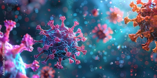 A microscopic picture of a human virus that is attacking. Generative Ai
