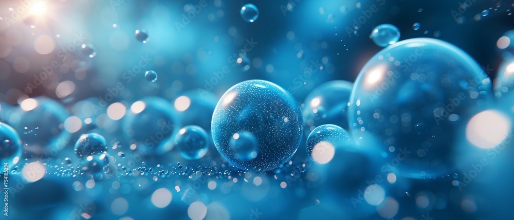 abstract background with light blue balls and graphic structures and lights abstract background with light blue balls and graphic structures and lights