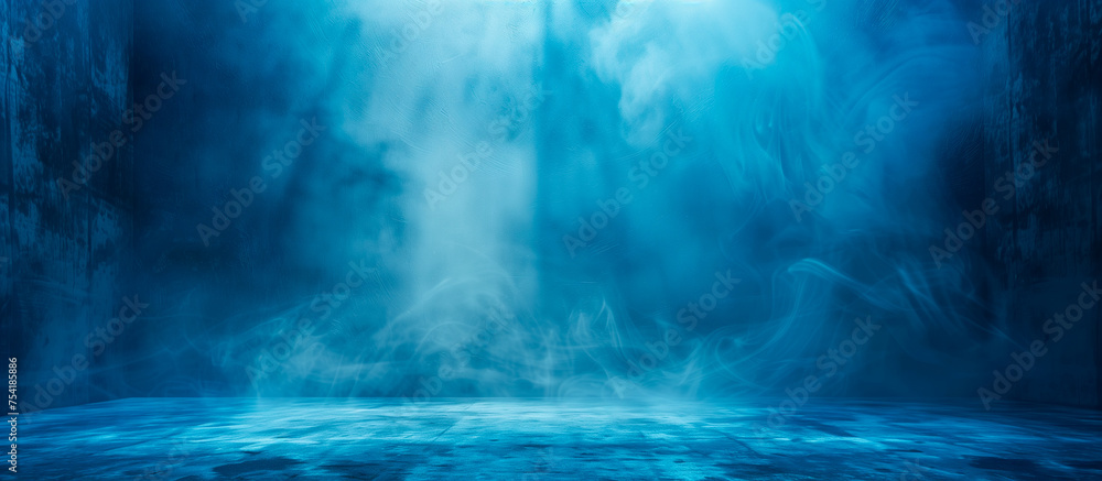 Naklejka premium blue wall room abstract texture background with ray of light