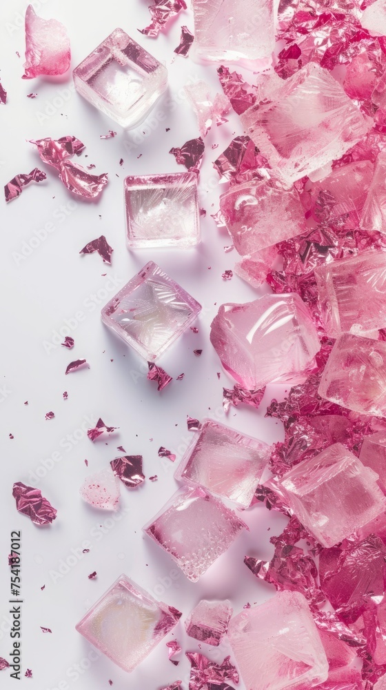 pink ice cubes.