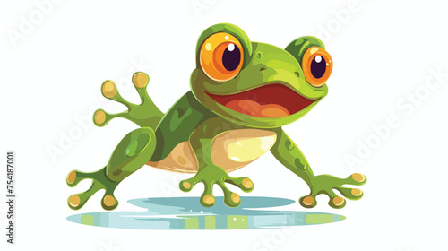 Frog cartoon jumping isolated on white background.