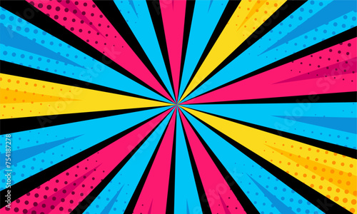 Colorful comic pop art burst background 