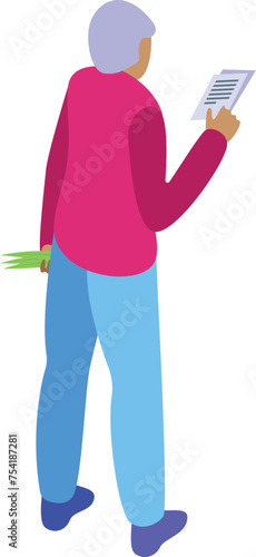 Old man cooking icon isometric vector. Kitchen person. Old care health
