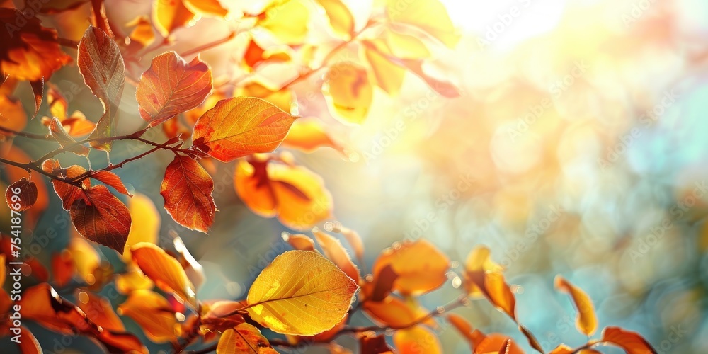 Autumnal sunny nature background art. Generative Ai