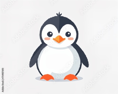 Simple flat illustration of a cute penguin on a white background © Andrey