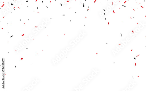 Falling red and black confetti isolated on transparent background