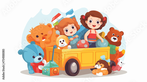 Kids toy box vector illustration