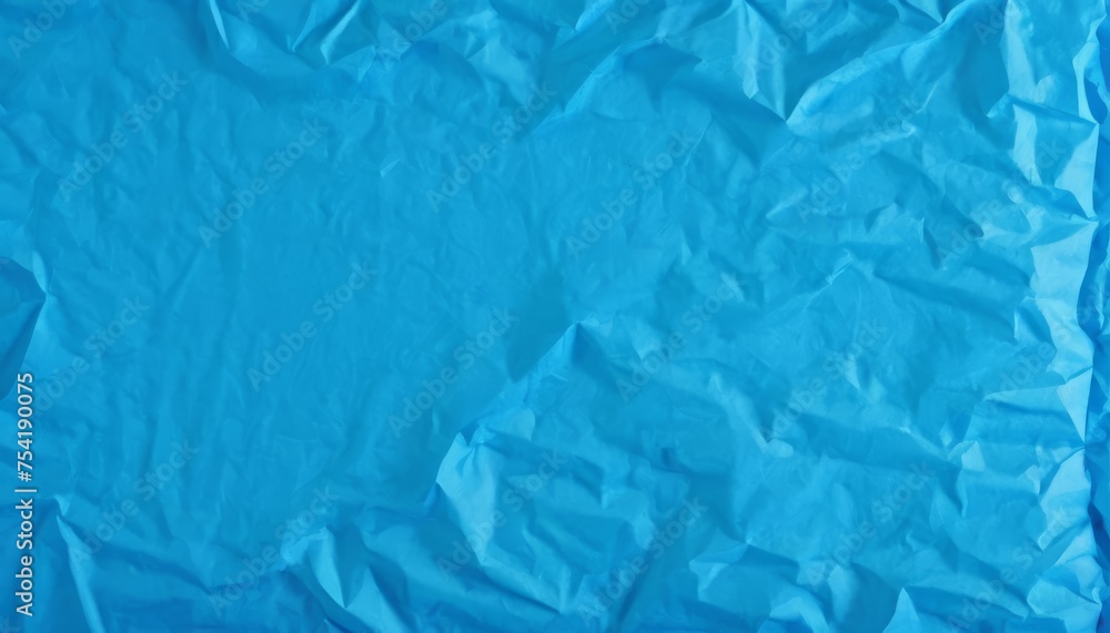 Fototapeta premium Blank blue crumpled and creased paper poster texture background