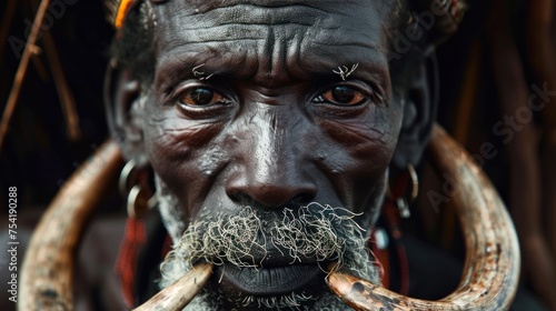 The Mursi Tribe - Renowned for their lip plates in Ethiopia. photo