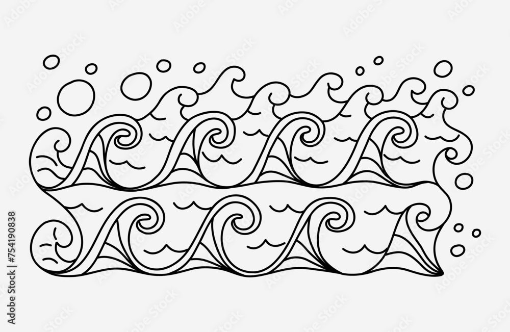 Ocean waves outline vector clipart Ocean waves outline vector clipart