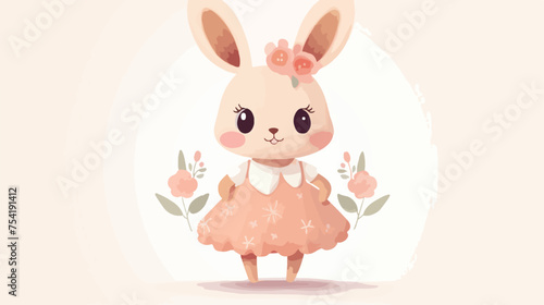 Soft toy cute rabbit vector illustration