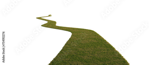 Grass path isolated on transparent background. 3D rendering.	
