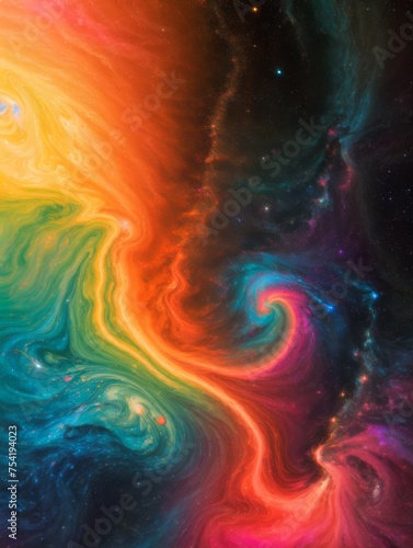Colorful swirls mimicking cosmic marbling form abstract celestial presentation 