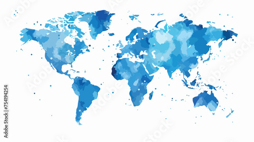 Watercolor background with world map