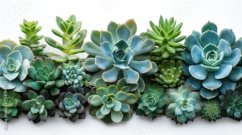 Vibrant greens an expansive arrangement of succulents displaying a spectrum of colors and shapes, beautifully captured in a single, harmonious composition. photo