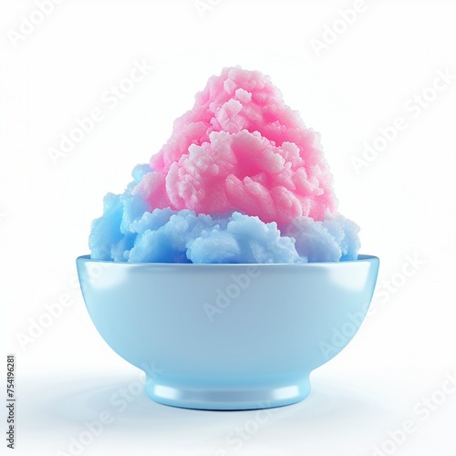 cute shaved ice icon, 3D render, white background, generative AI