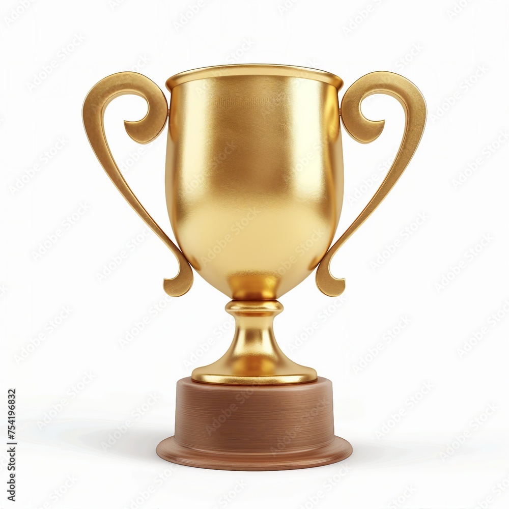 Trophy icon, 3D render, white background, generative AI Trophy icon, 3D render, white background, generative AI