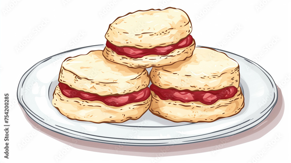 Drawing of scones on a white background. Drawing of scones on a white background.