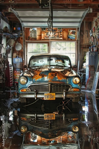 Old Car in Garage