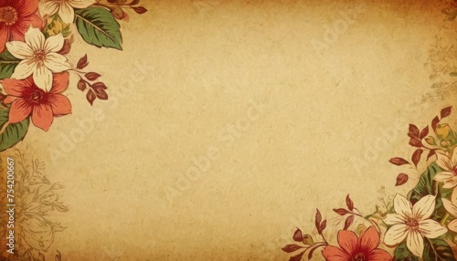 vintage old grunge floral paper background