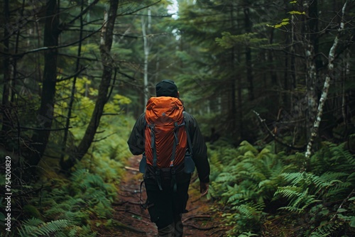 Hiker Walking Through Forest